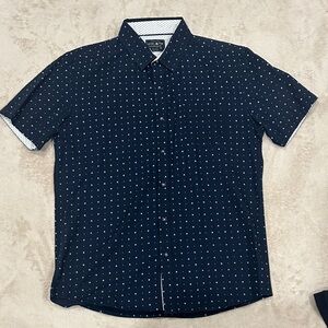 Classic Navy Polka Dot Button-Down Shirt